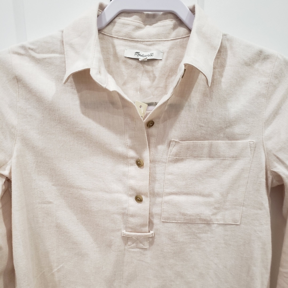 Madewell long sleeve 1/4 button shirt